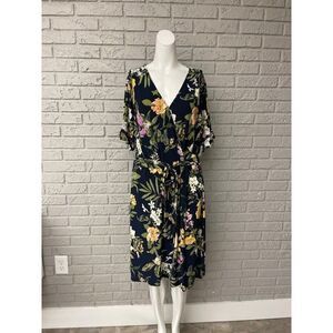 Roz & Ali Floral Surplice Neckline Dress Size 2XW